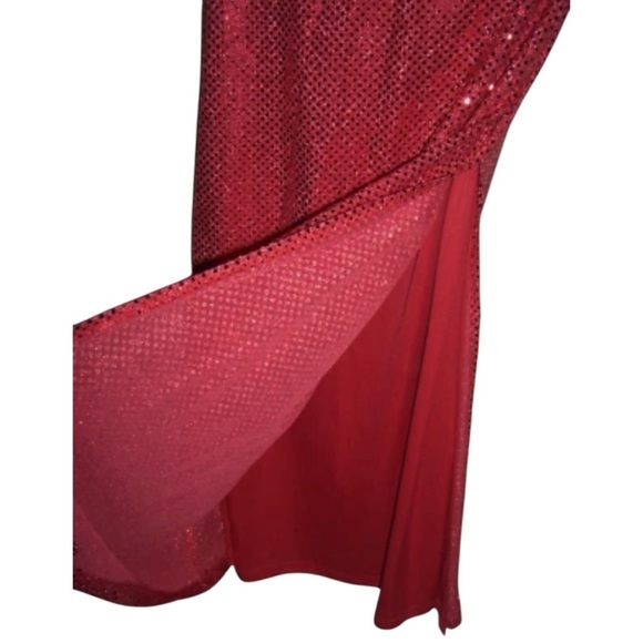 Taboo Dress Vintage 90s Red Sequin Glitter Open Back Hollywood y2k Prom Fairy - Picture 8 of 14